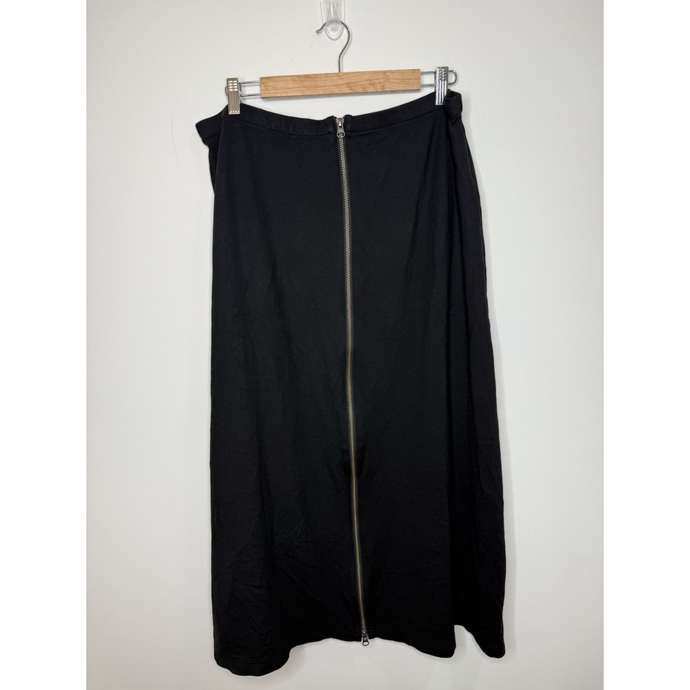 J Jill Long Skirt Medium Black Front 2 Way Zipper MAXI Modest Minimalist Lagen M